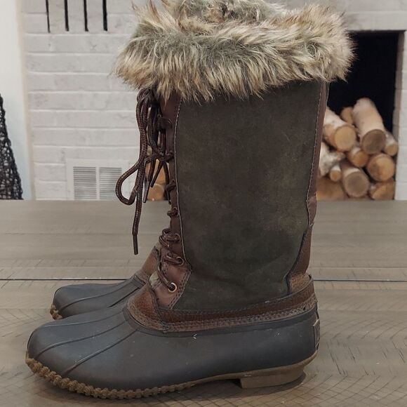 Sporto Tall Natasha Duck Boots Olive Sz 8 - Picture 3 of 9